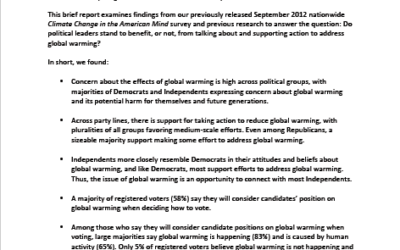 The Political Benefits of Taking a Pro-Climate Stand in 2013