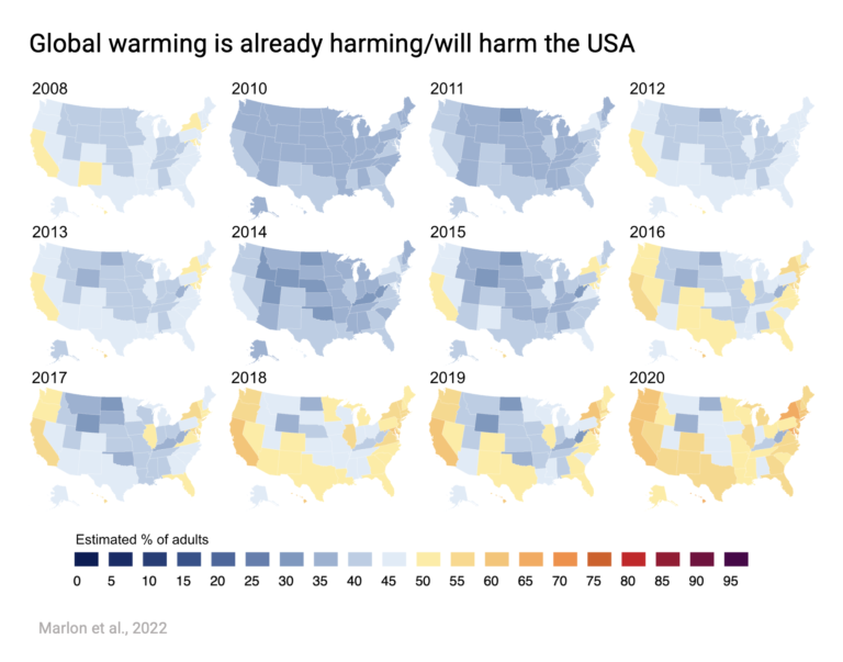 Change in U.S. state-level public opinion about climate change: 2008-2020